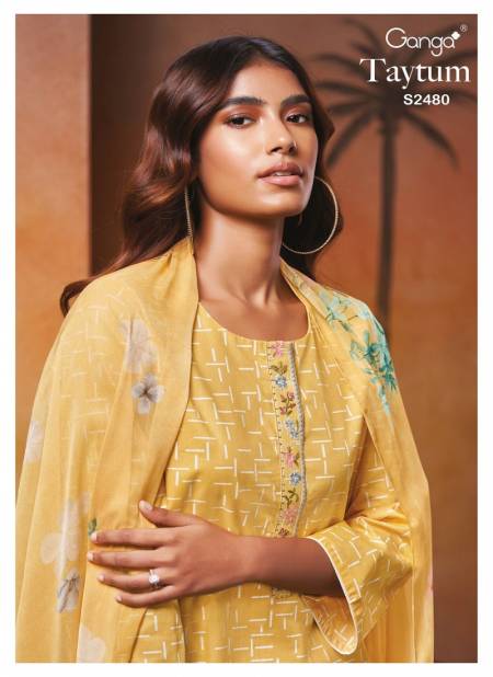 Taytum 2480 By Ganga Embroidery Premium Cotton Dress Material Wholesale Shop In Surat